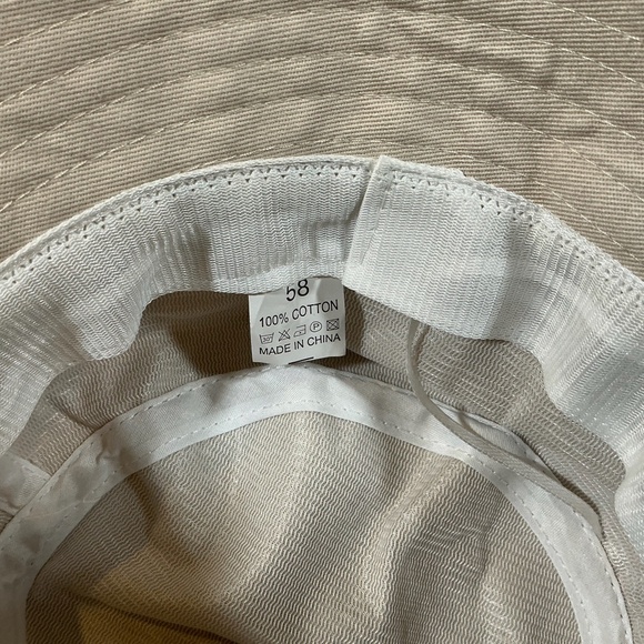 Beige Cotton Bucket Hat Unisex Size 58 Lightweight Summer Sun Hat - Picture 6 of 6
